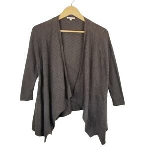 Eileen Fisher Linen Cotton Gray Drape Open Front Cardigan Size S Small